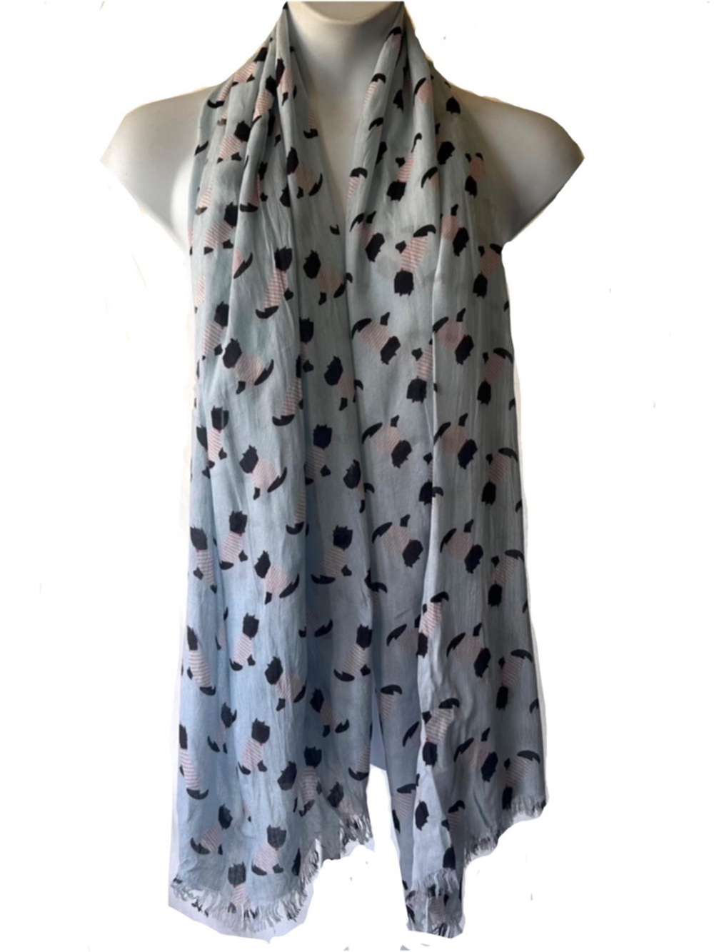 Scottie Dog Scarf Pastel Blue Cottagecore Retro Animal Lovers Earth Squared